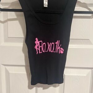 Los Angeles Apparel Black Exclusive Bo_xo_1k Cotton Cropped Tank